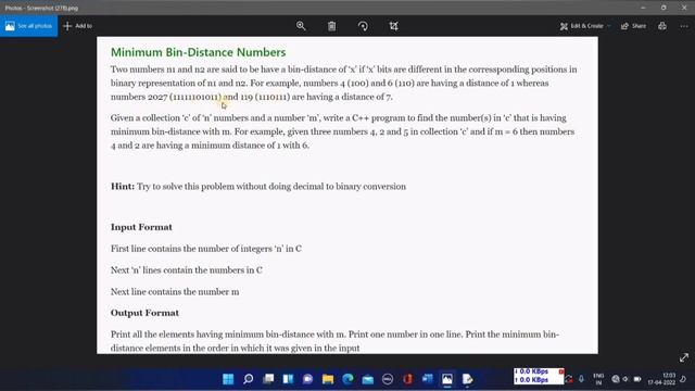 Min_bin_distance | Vpropel Question of the Day | VIT Chennai | Python | смотреть онлайн