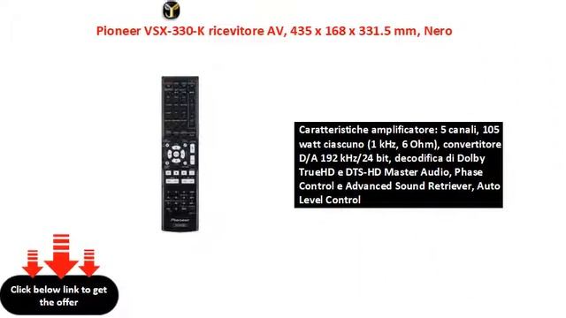 Pioneer VSX-330-K Ricevitore AV, 435 X 168 X 331.5 Mm, Nero