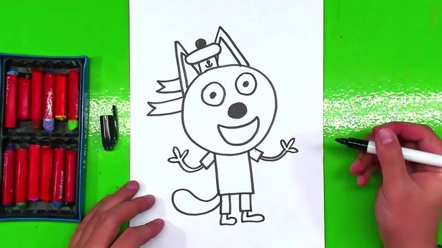 Мультик ТРИ КОТА - Как нарисовать КОРЖИКА для детей. смотреть онлайн