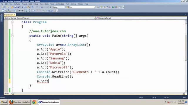 Array Sorting & Removal Using Array Class In C#.NET Tamil смотреть онлайн