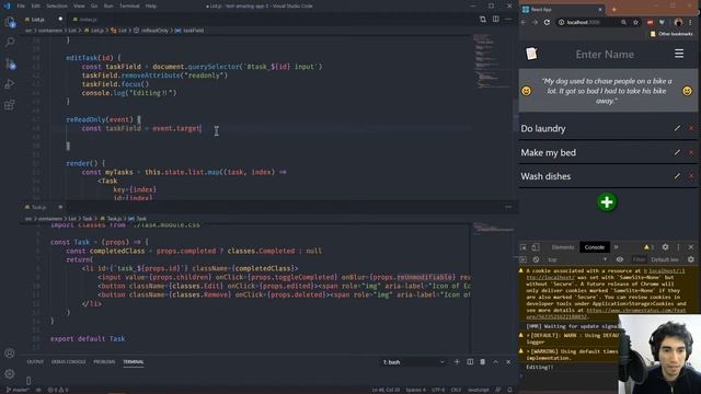 Intro to React - Creating a List Application - Part 5 - Binding and Adding Functionality смотреть онлайн