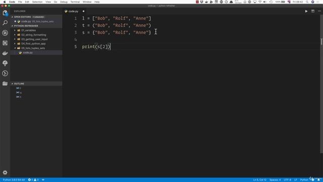 02 - A Full Python Refresher - 007 Lists, tuples and sets смотреть онлайн