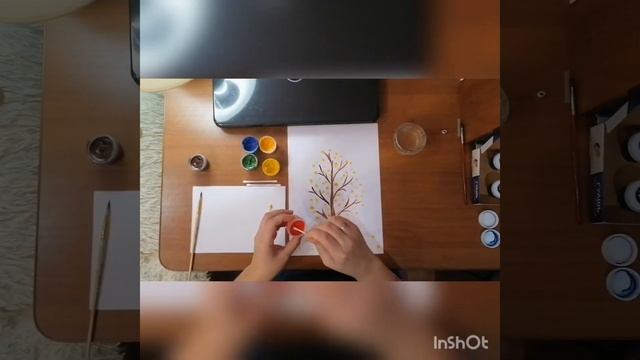 Дистанционное занятия по рисованию ватными палочками "Осеннее дерево". смотреть онлайн