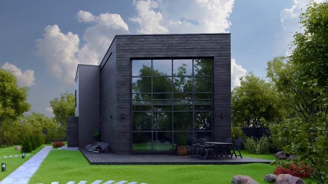 Чёрный дом в стиле минимализм / Современный дом с плоской крышей / Flat roof house смотреть онлайн