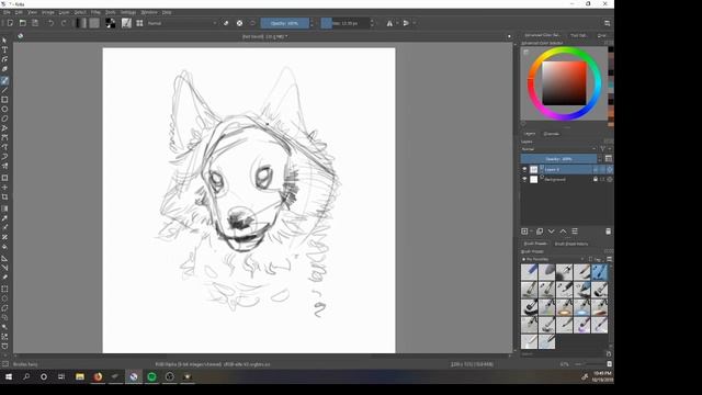 Quick Wolf Sketch | Krita | Cintiq 20WSX смотреть онлайн