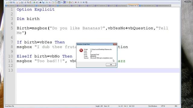 ElseIf Syntax Errors in VbScript смотреть онлайн