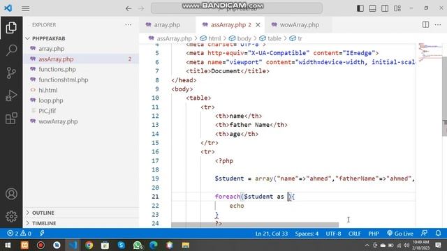 PHP: Array with Html table in php with Html in Urdu Hindi Part 79 | Website Development смотреть онлайн