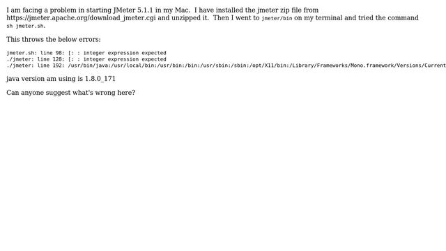 Unable to start jmeter in Mac using jmeter.sh file смотреть онлайн