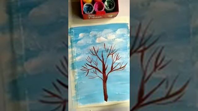 Как нарисовать цветущее дерево ватными палочками. Урок рисования для детей- рисуем дерево смотреть онлайн