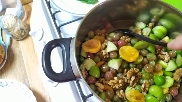 Варенье из крыжовника с физалисом, курагой и орехами! смотреть онлайн