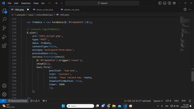 024 PHP AJAX Delete record and Search record смотреть онлайн
