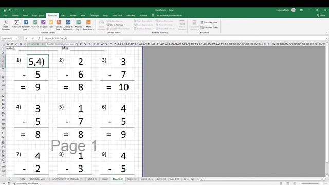 MATH WORKSHEET PRINTABLES GENERATOR IN EXCEL - TUTORIAL смотреть онлайн