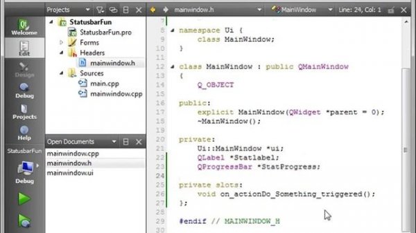 C++ Qt 25 QStatusBar