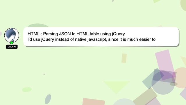 HTML : Parsing JSON to HTML table using jQuery смотреть онлайн