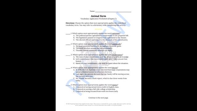 Animal Farm Quiz, Close Reading, and Vocabulary Games Bundle for Chapter 7 смотреть онлайн