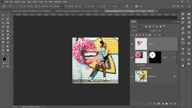 #33 Как похудеть в фотошопе. Забавный сюжет с девушкой и зубастым пончиком в Sovisart Photoshop смотреть онлайн