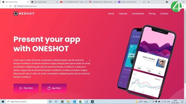 Responsive App Design Website Using Bootstrap 5 | Bootstrap 5 Responsive Website Design | Part-1 смотреть онлайн