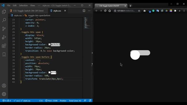 CSS Toggle Switch ON/OFF Effect смотреть онлайн