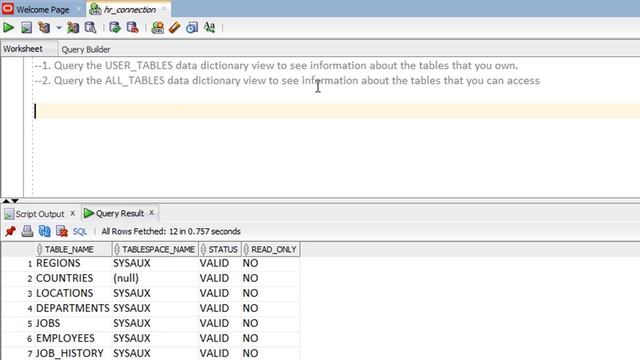 Oracle SQL Data Dictionary Views (Tables Information) Part II - Lesson 111 смотреть онлайн
