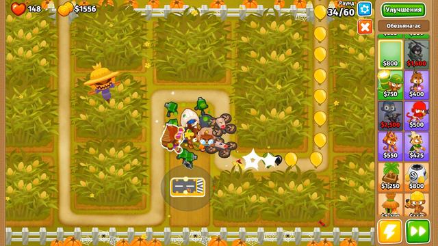 Прохождение Bloons TD 6! Кукурузное поле: Средний, Реверс! Блунс ТД 6 (БТД, BTD)!