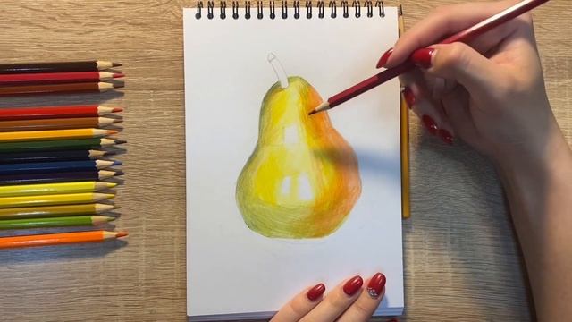 Рисунок цветными карандашами груши | Поэтапная срисовка для начинающих смотреть онлайн