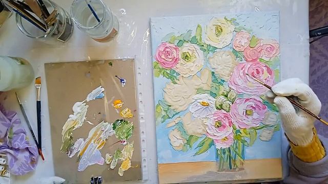 Картина букет #paintingflowers #картинацветы #картинамаслом смотреть онлайн