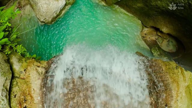 Calming Mountain Waterfall. Top View. (10 Hours). White Noise For Sleeping.