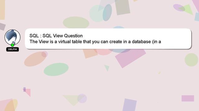 SQL : SQL View Question смотреть онлайн