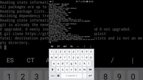 Websploit в Termux.