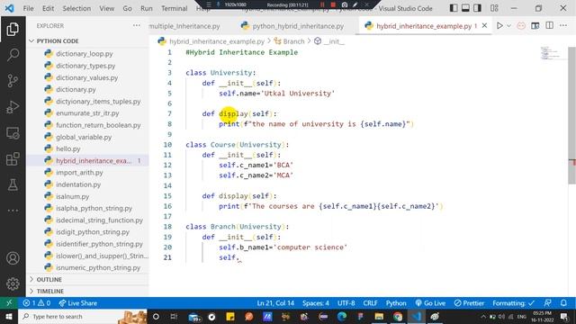 Python Hybrid Inheritance Example #lingarajtechhub смотреть онлайн
