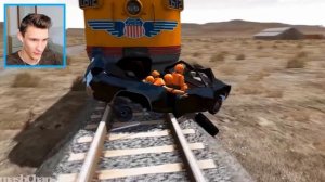 Безумные Аварии с ПОЕЗДОМ на ВЫСОКОЙ СКОРОСТИ BeamNG Drive Челлендж!