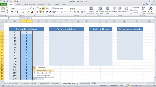 Curso Excel 2010 Capítulo 2 - 06 Usando Autorelleno смотреть онлайн