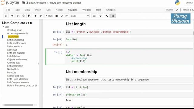 How to find length of list | Membership operator in Python смотреть онлайн