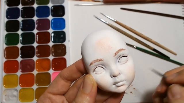 РОСПИСЬ КУКОЛЬНОГО ЛИЦА. Как самим расписать лицо куклы ? смотреть онлайн