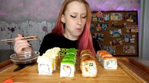 Мукбанг роллы | Сендвич ролл, Чикен, Жареный с крабом, Филадельфия | Mukbang rolls