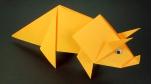 Как сделать Динозавра из бумаги своими руками | Оригами Трицератопс без клея