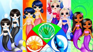 Маринетт Леди Баг, Уэнсдей, Изабела, Харли Квинн Русалки - 4 Стихии ☁️ Идеи из бумаги DIY