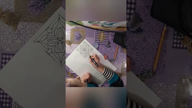 Орнамент в квадрате. Основной элемент стилизованный тюльпан! смотреть онлайн