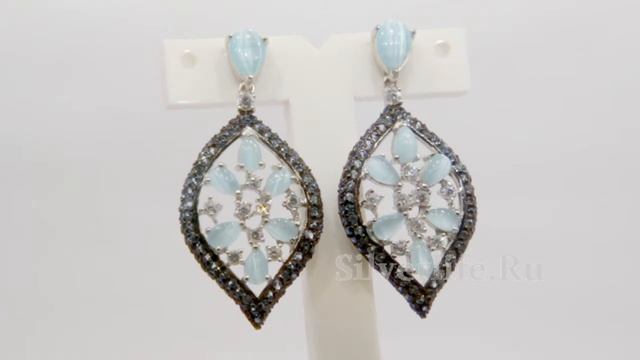 Серьги серебряные с тигровым глазом, фианитами, голубыми кристаллами и шпинелью смотреть онлайн
