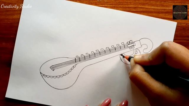 Veena Pencil Drawing || How to Draw Veena Step by Step || How to Draw Saraswati Veena.. смотреть онлайн