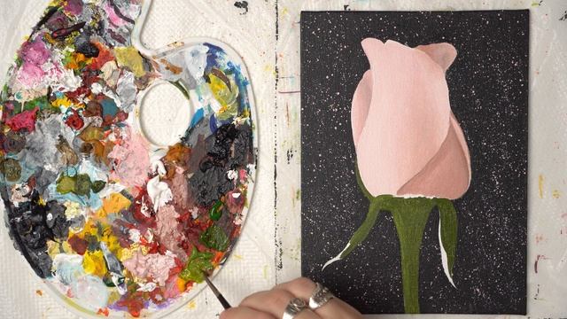 How to draw realistic light pink Rose step by step - Acrylic painting / Homemade Illustration смотреть онлайн