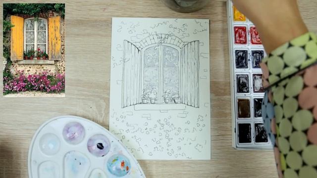 Как нарисовать окно. Урок рисования. Скетчинг для начинающих. смотреть онлайн