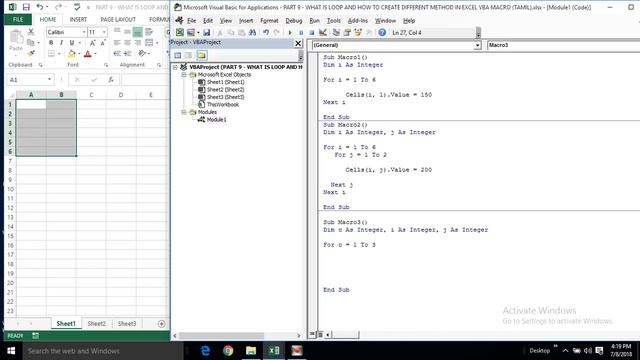 PART 9 - WHAT IS LOOP AND HOW TO CREATE DIFFERENT METHOD IN EXCEL VBA MACRO (TAMIL) | Kallanai YT смотреть онлайн
