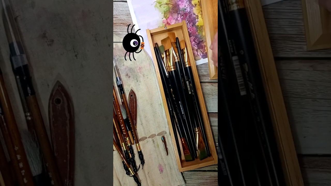 Пенал для кистей #watercolor #watercolorpainting #drawing #акварель смотреть онлайн