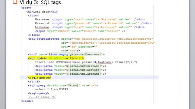 java4 Java servlet hướng dẫn sử dụng tag sql trong JSTL slide5 p2 смотреть онлайн