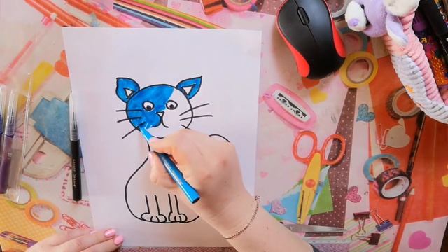 Рисование " Котенок и мышка" смотреть онлайн