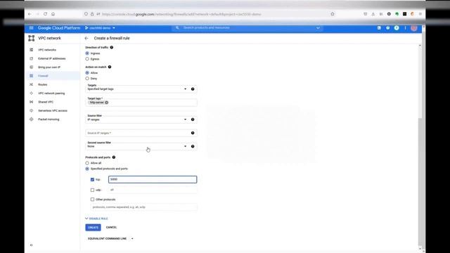 Google Cloud Platform: set up a firewall rule to expose port 5000 смотреть онлайн