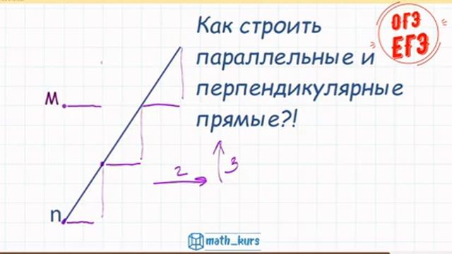 ЕГЭ ОГЭ 2022 математика Как построить параллельную и перпендикулярную прямую. смотреть онлайн