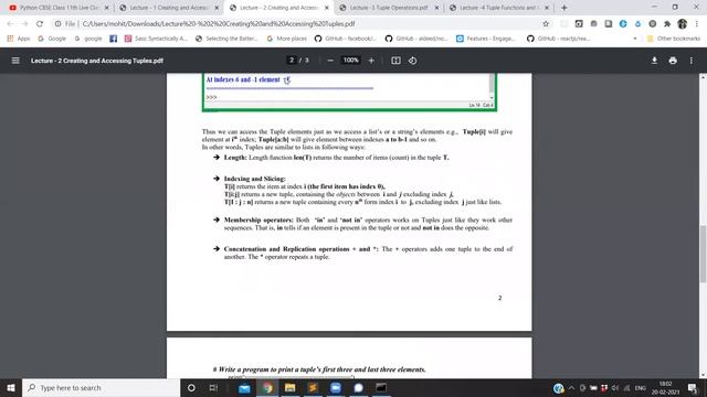 Python 41 #2 Tuple Accessing, similarity & diff with list + Progs | 11th CBSE in Hindi| Comp Sc 202 смотреть онлайн
