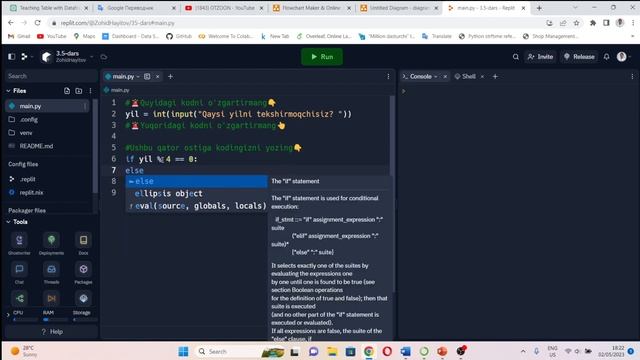 3.5 - DARS. Python||VAZIFA: Yilning kabisa yil yoki kabisa yil emasligini aniqlaydigan dastur tuzis смотреть онлайн